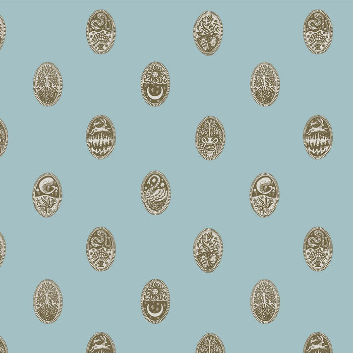 Kravet Couture Linear Cameos Cobber Spruce & Dew Wallpaper JMWRLIN.03.0
