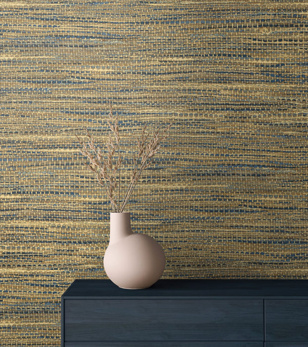 Seabrook Designs Rina Honey & Navy Wallpaper Sample JP10325