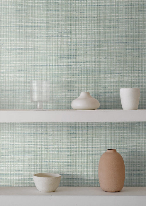 Seabrook Designs Mei Stringcloth Calming Mint Wallpaper Sample JP10404