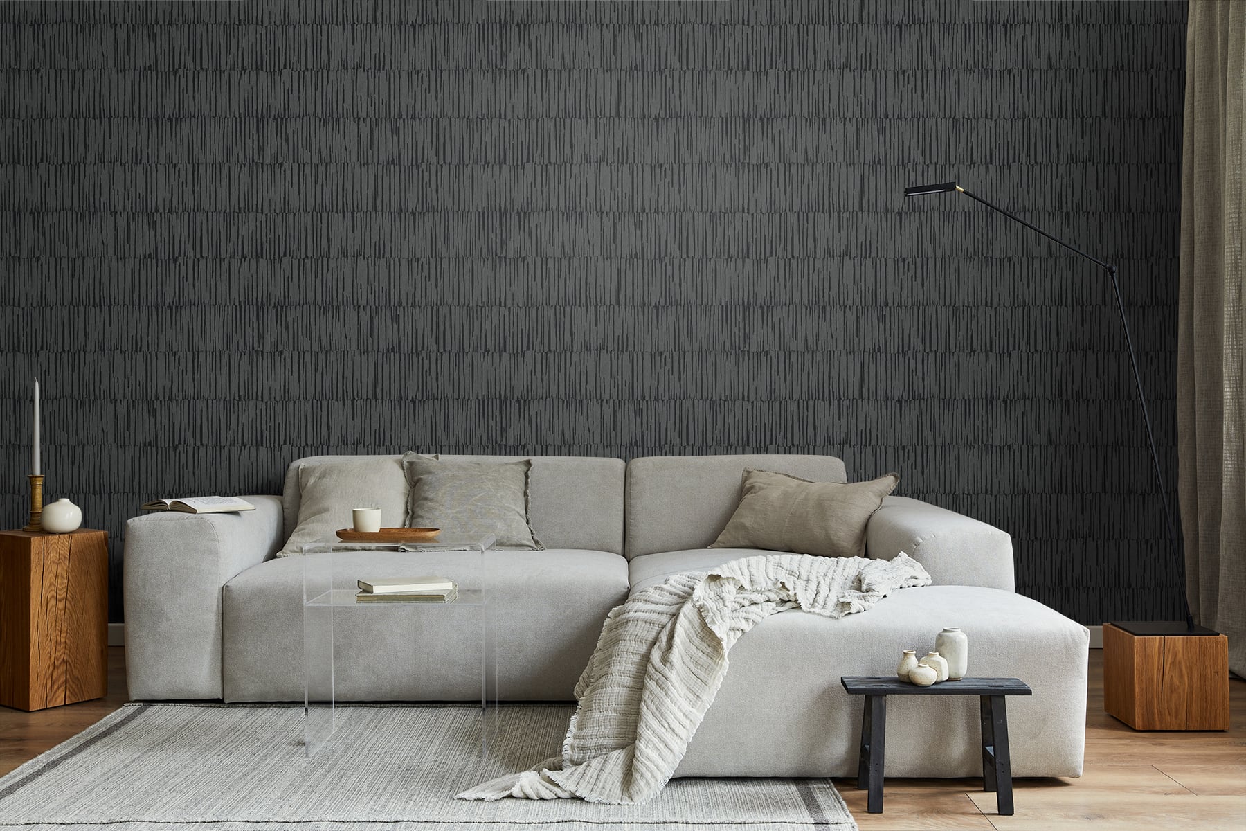 Seabrook Designs Naomi Charcoal Wallpaper Sample JP10600