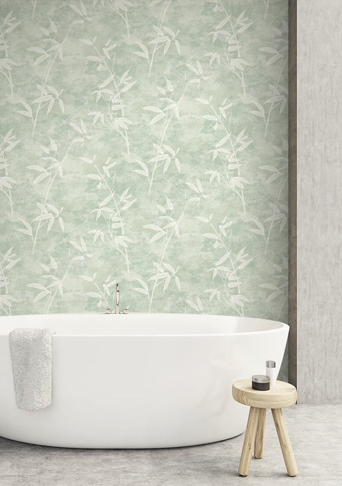 Seabrook Designs Honshu Bamboo Seafoam Wallpaper Sample JP10904