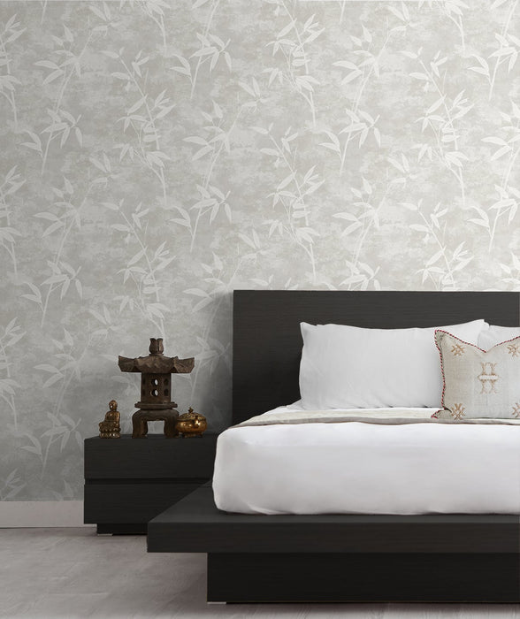 Seabrook Designs Honshu Bamboo Henon Gray Wallpaper Sample JP10908