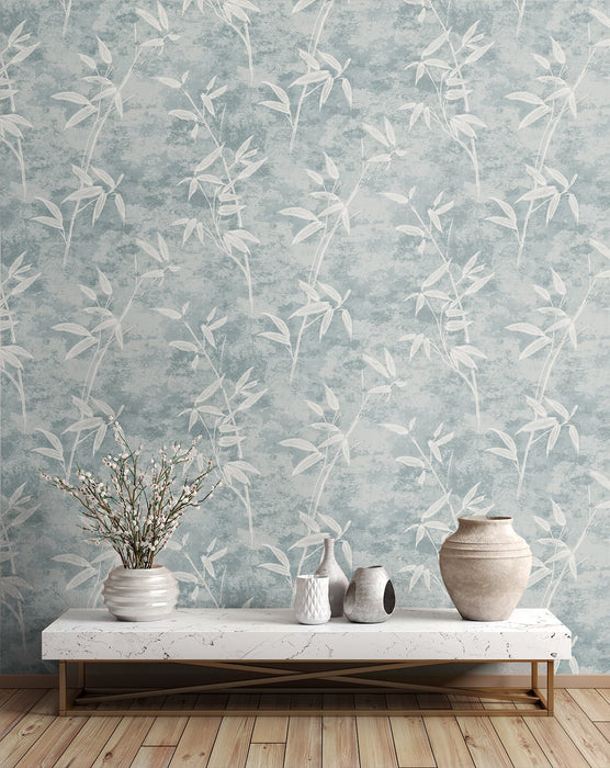 Seabrook Designs Honshu Bamboo Blue Smoke Wallpaper Sample JP10912
