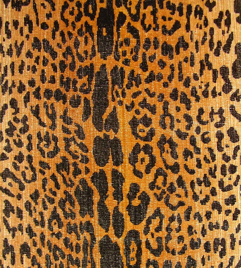 Old World Weavers Leopard - Silk - Handwoven Black On Gold Fabric Sample K033520001