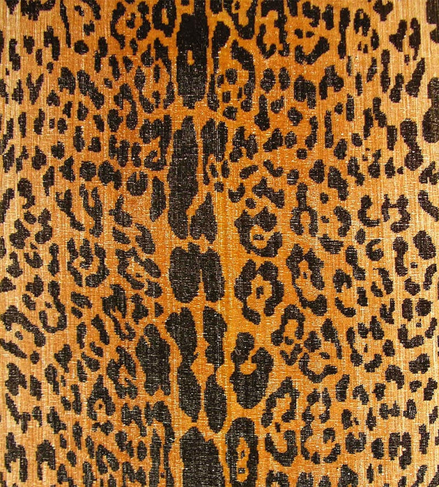 Old World Weavers Leopard - Silk - Handwoven Black On Gold Fabric K033520001