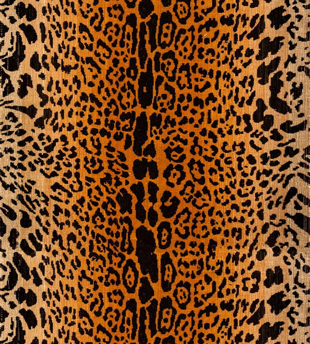 Old World Weavers Leopard - Silk - Handwoven Black On Gold Fabric Sample K033520001