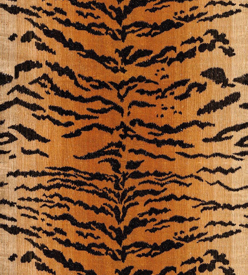 Old World Weavers Tiger - Silk - Handwoven Black On Gold Fabric K033530001