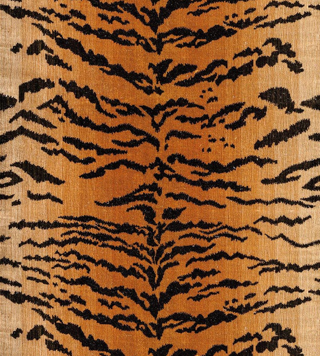 Old World Weavers Tiger - Silk - Handwoven Black On Gold Fabric K033530001