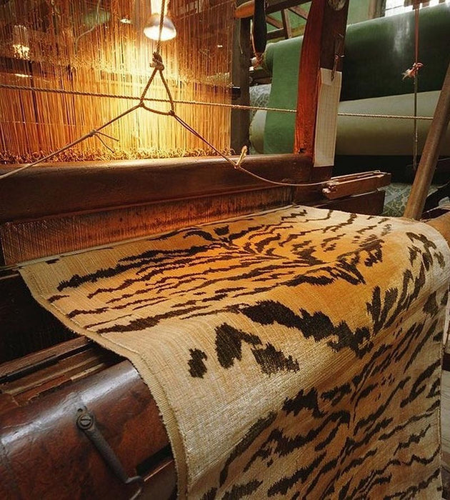 Old World Weavers Tiger - Silk - Handwoven Black On Gold Fabric K033530001