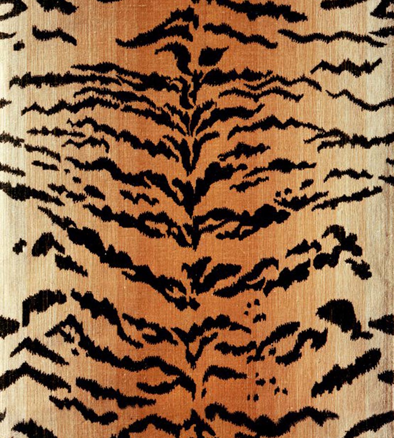 Old World Weavers Tiger - Silk - Handwoven Black On Gold Fabric K033530001