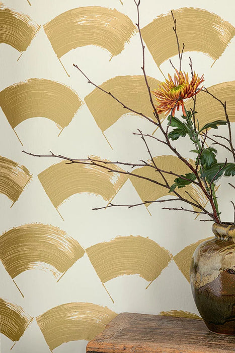 Pierre Frey Les Eventails Or Wallpaper Sample FP048004