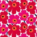 Marimekko Pieni Unikko 2 Print Pink Red Peach And Black Fabric Sample KK652050001