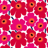 Marimekko Pieni Unikko 2 Print Pink Red Peach And Black Fabric KK652050001