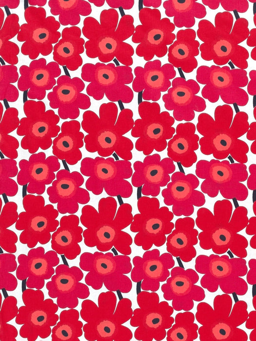 Marimekko Mini Unikko Print Pink Red Peach And Black Fabric Sample KK664750001