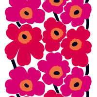Marimekko Unikko Print Pink Red Peach And Black Fabric KK90430001