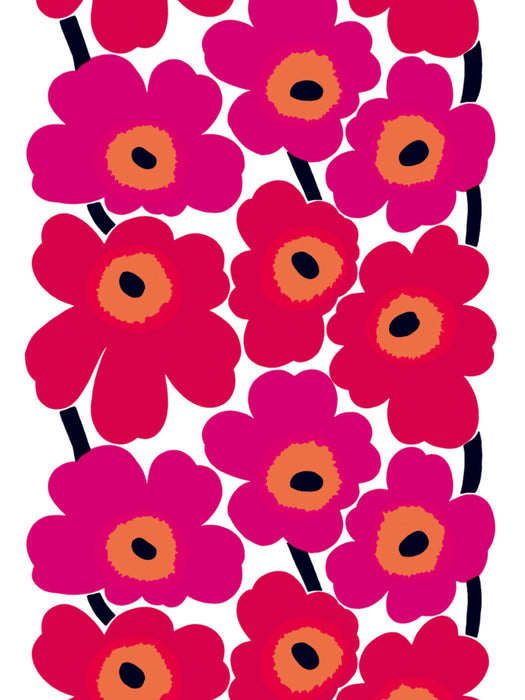 Marimekko Unikko Print Pink Red Peach And Black Fabric Sample KK90430001