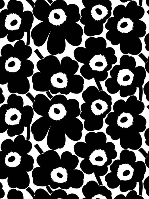 Marimekko Pieni Unikko 2 Print Black And White Fabric Sample KK652050190