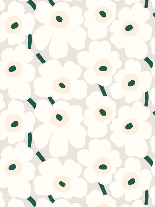 Marimekko Pieni Unikko 2 Print Green Beige And White Fabric Sample KK652050813