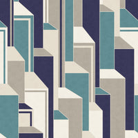 Seabrook Designs Deco Geometric Perry Teal & Indigo Wallpaper KTM1330