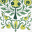 Home Couture Kalamkari Border Green Lime Leaf Fabric HC2010I-10