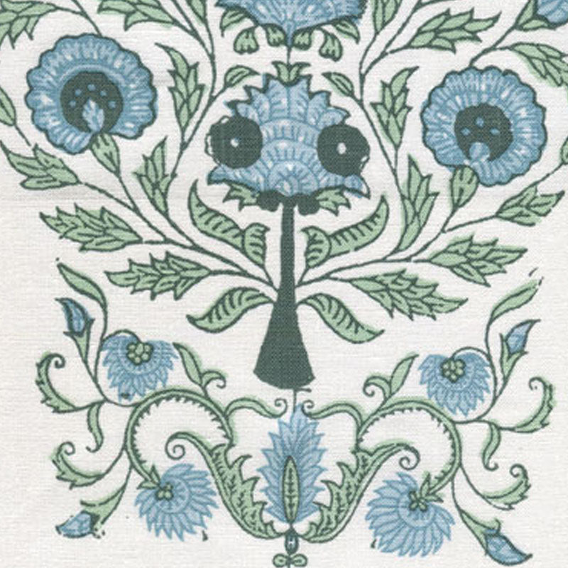 Home Couture Kalamkari Border Slate Seaside Fabric HC2010I-12