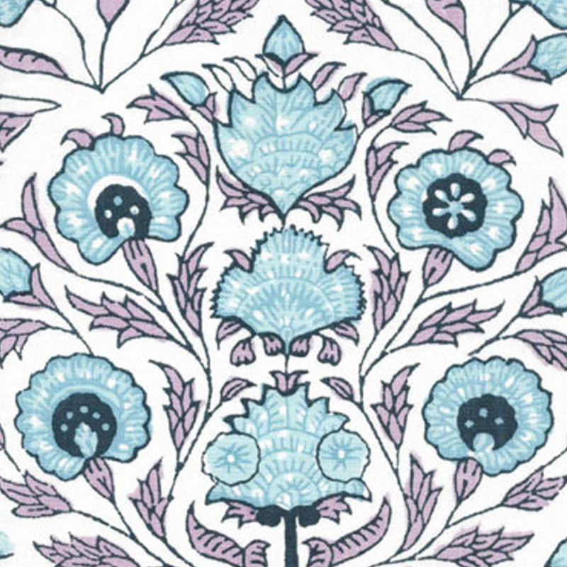 Home Couture Kalamkari Flower Lavender Sky Navy Fabric Sample HC2020I-06