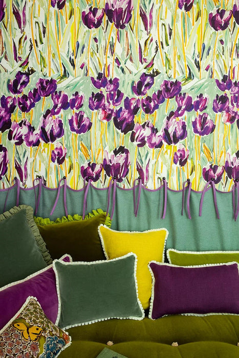 Pierre Frey Black Tulips Printemps Wallpaper Sample FP105001
