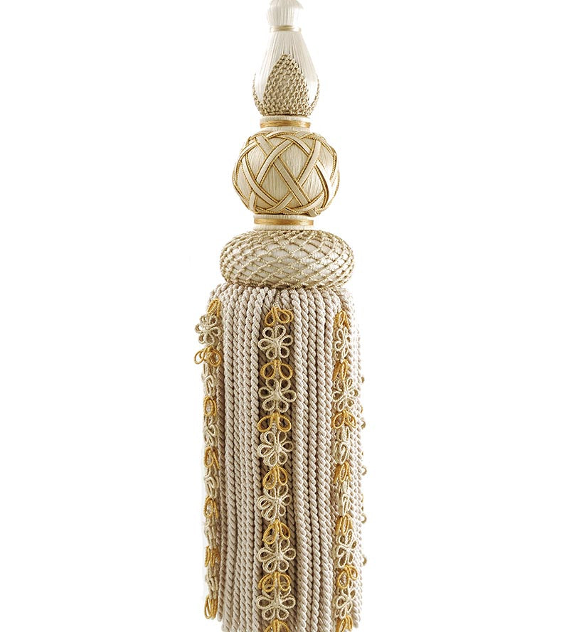 Scalamandre Siecle Single Tassel Tieback Gilded Alabaster Trim Sample LA33103054