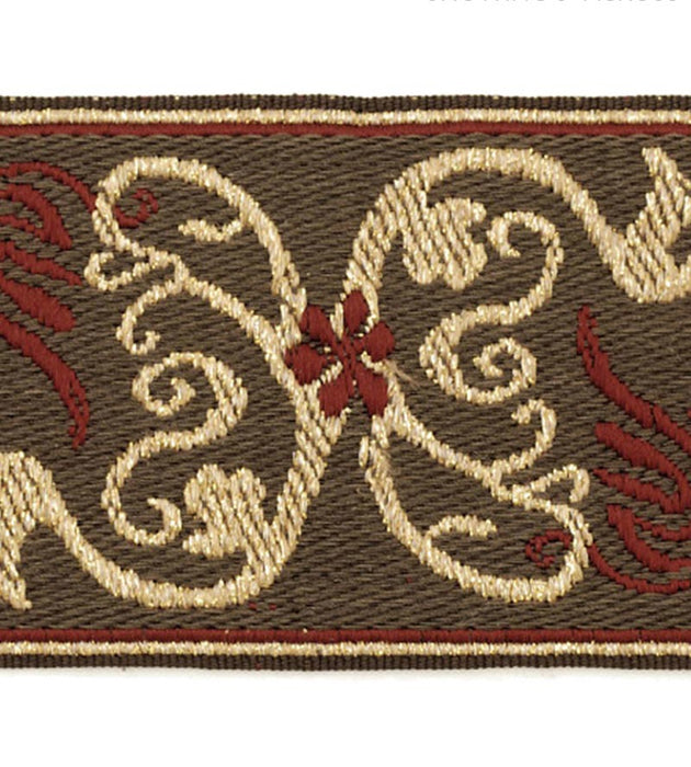 Scalamandre Siecle Grimm Braid Ebony Bordeaux Trim LA11113056