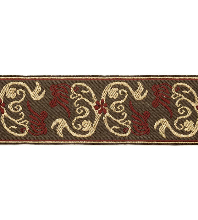 Scalamandre Siecle Grimm Braid Ebony Bordeaux Trim LA11113056