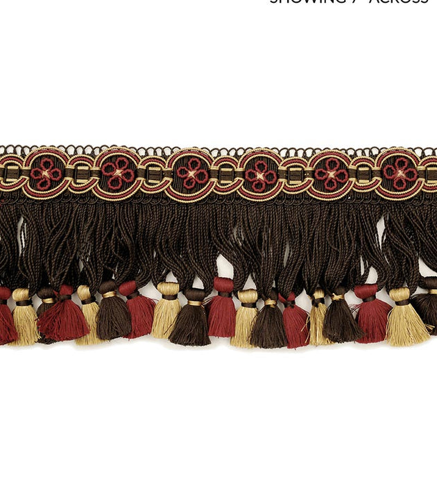 Scalamandre Siecle Condillac Fringe Ebony Bordeaux Trim Sample LA22103056