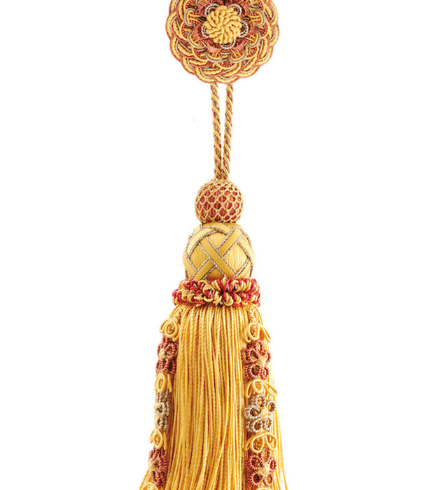 Scalamandre Siecle Single Tassel W/rosette Gold Trimming Sample LA77103059