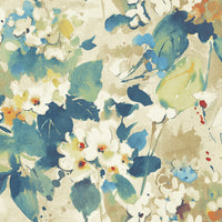 Seabrook Designs Chambon Cerulean, Tan, And Orange Wallpaper LG90302
