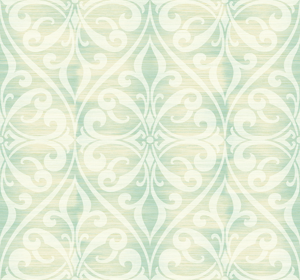 Seabrook Designs Chambon Ogee Seafoam And Linen Wallpaper LG90402