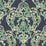 Seabrook Designs Roxen Damask Navy, Off-white, And Mint Wallpaper Sample LG90712