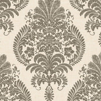 Lillian August Antigua Damask Charcoal And Ivory Wallpaper LN10400