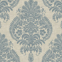 Lillian August Antigua Damask Air Force Blue And Alabaster Wallpaper LN10402