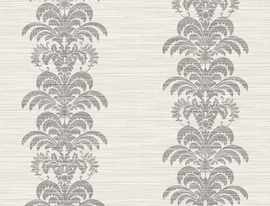 Lillian August Palm Frond Stripe Stringcloth Charcoal And Ivory Wallpaper Sample LN10500