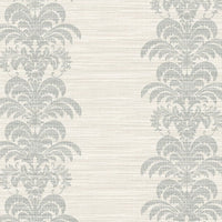 Lillian August Palm Frond Stripe Stringcloth Cove Gray And Alabaster Wallpaper LN10508