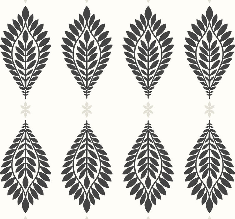 Lillian August Mirasol Palm Frond Ebony And Eggshell Wallpaper LN10600