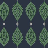 Lillian August Mirasol Palm Frond Midnight Blue And Spearmint Wallpaper LN10612