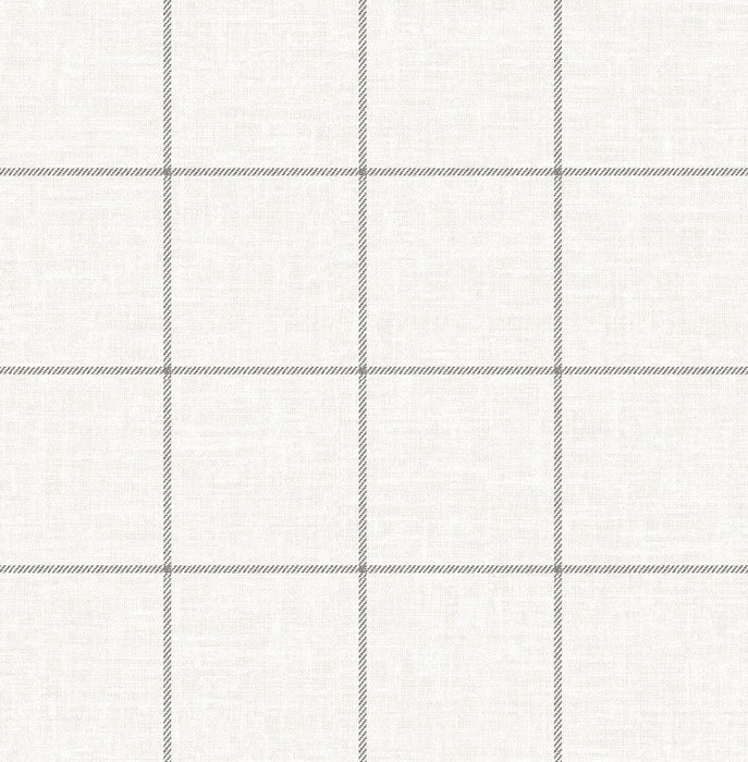 Lillian August Linen Check Alabaster And Wrought Iron Wallpaper LN10700