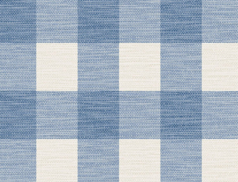 Lillian August Rugby Gingham Coastal Blue And Ivory Wallpaper LN10802