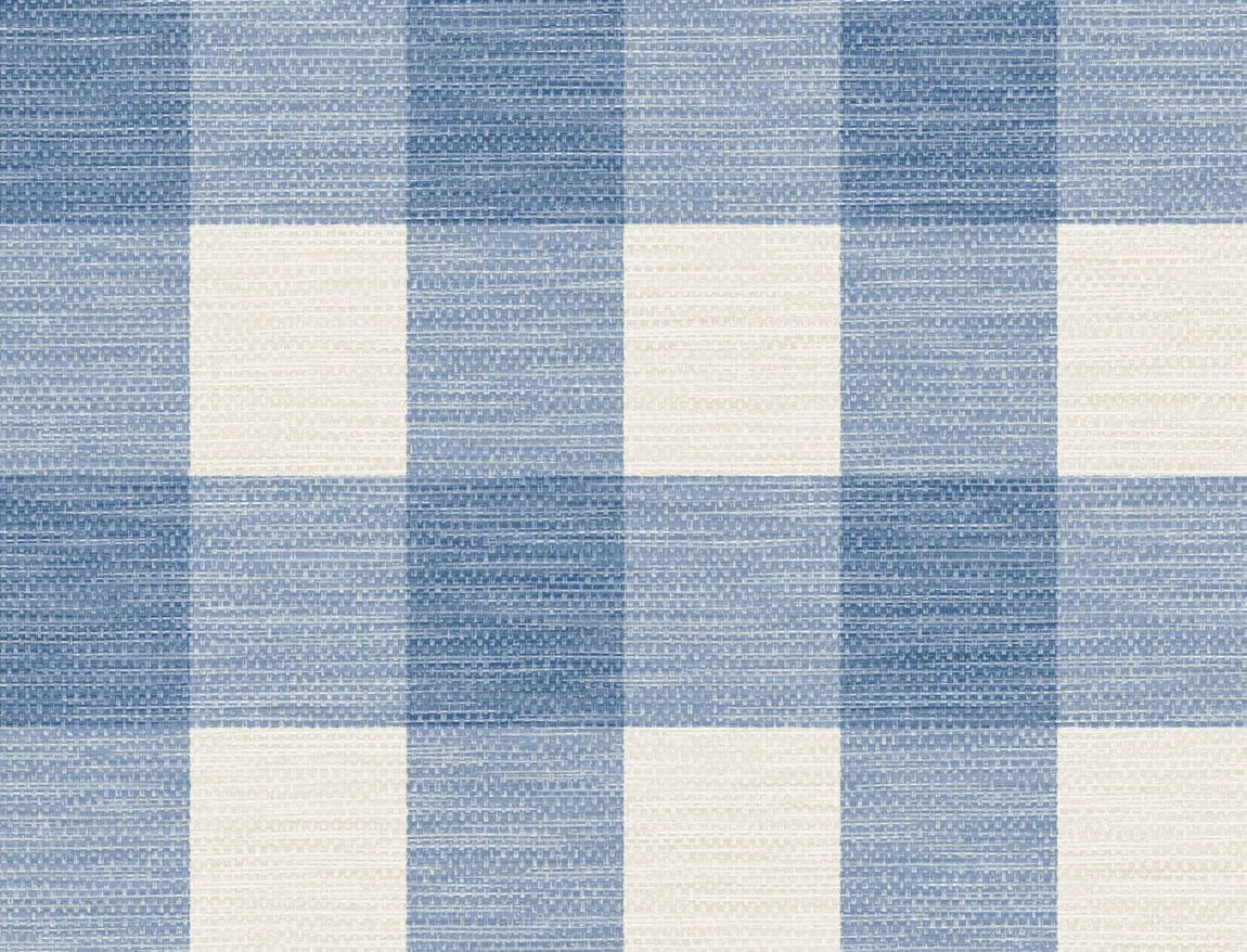 Lillian August Rugby Gingham Coastal Blue And Ivory Wallpaper Sample LN10802