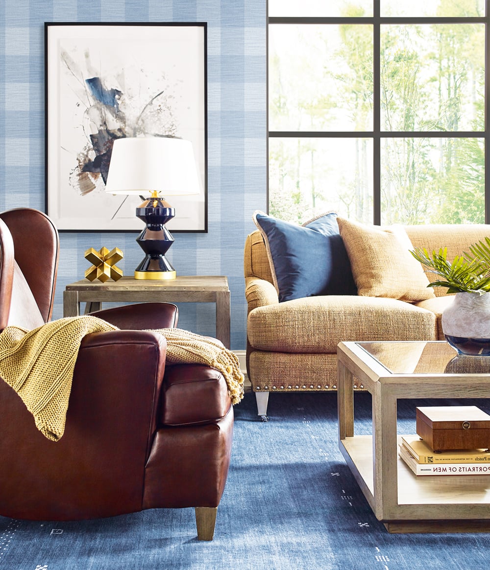 Lillian August Rugby Gingham Carolina Blue Wallpaper Sample LN10812