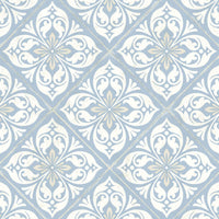 Lillian August Plumosa Tile Carolina Blue And Arrowroot Wallpaper LN11002