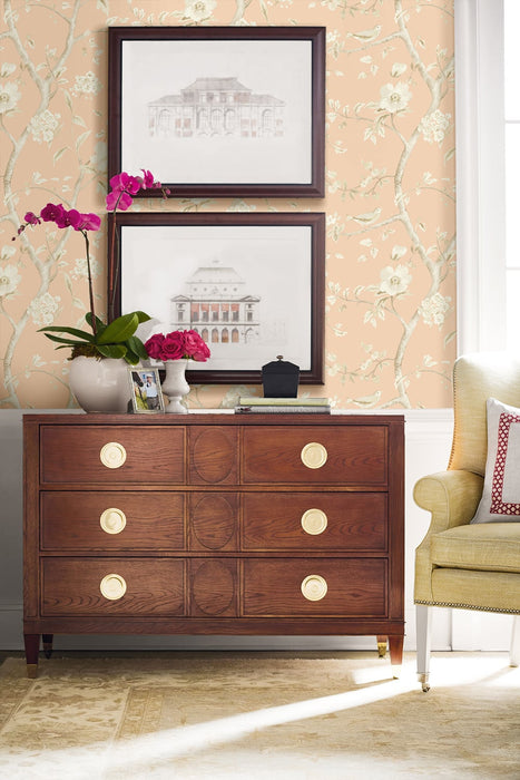 Lillian August Southport Floral Trail Soft Melon And Arrowroot Wallpaper Sample LN11111