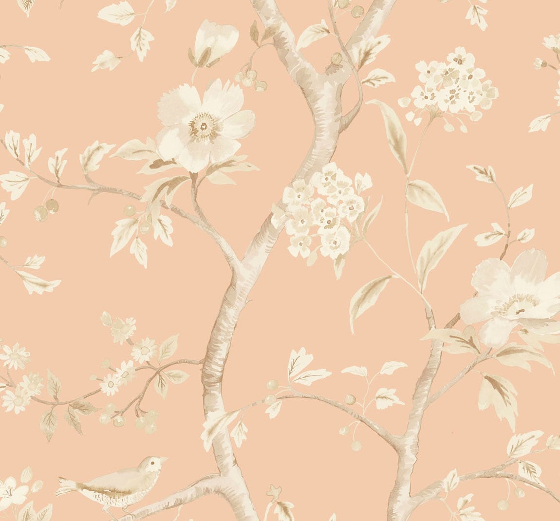 Lillian August Southport Floral Trail Soft Melon And Arrowroot Wallpaper Sample LN11111