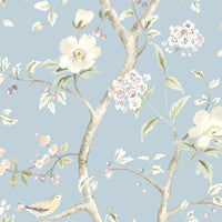 Lillian August Southport Floral Trail Sky Blue And Arrowroot Wallpaper LN11112
