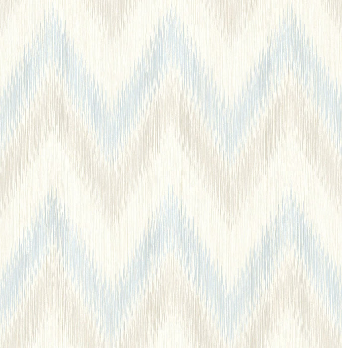 Lillian August Regent Flamestitch Stringcloth Sky Blue And Arrowroot Wallpaper Sample LN11212